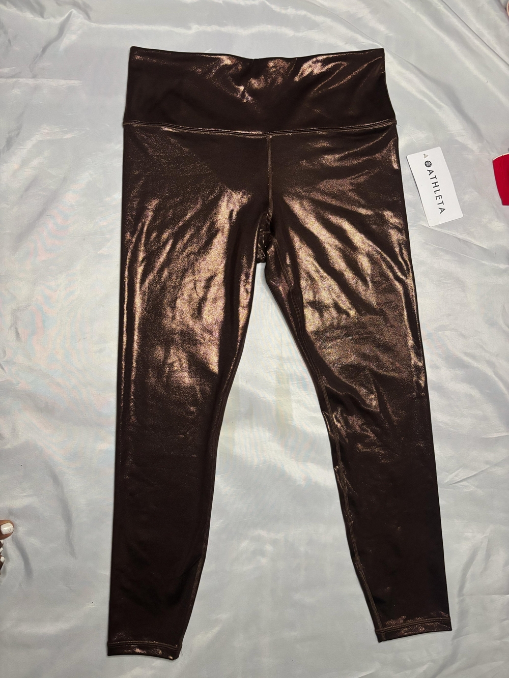 Athleta Women Metallic Chocolate Brown High-Waist Leggings